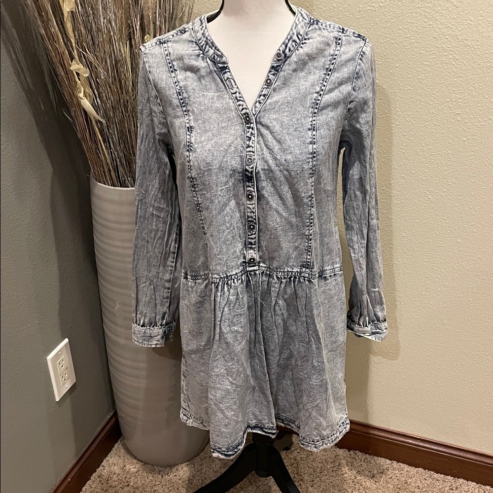 Anthropologie Pilcro Lorelei Tunic Dress Washed Denim Chambray Size 6 - Picture 4 of 14